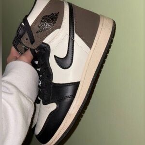 Nike Air Jordan Men's Black, White, and Brown Sneakers